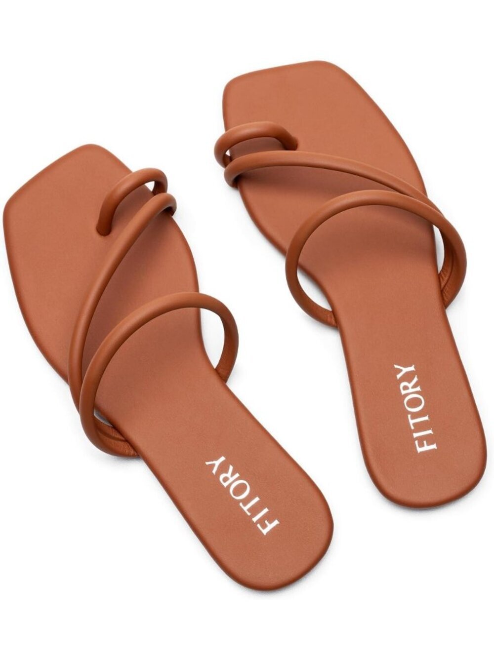 Womens All Brown Cross Strap Flat Sandals Fashionable Toe Ring Thong Slide Shoes